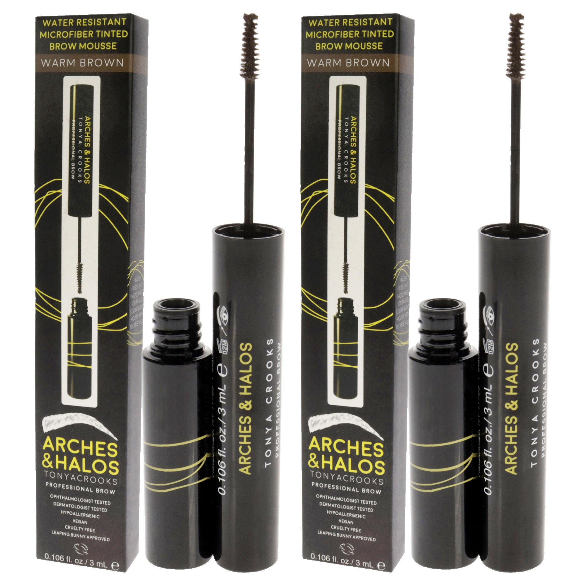 Microfiber Tinted Brow Mousse - Warm Brown by Arches and Halos for Women - 0.106 oz Mousse - Pack of 2, , alternate image number 7