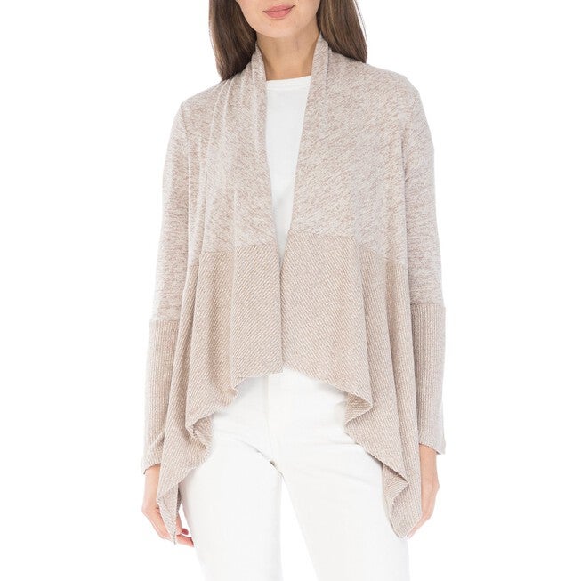 Allison Ribbed Block Waterfall Cardigan, H. Oatmeal, hi-res image number null