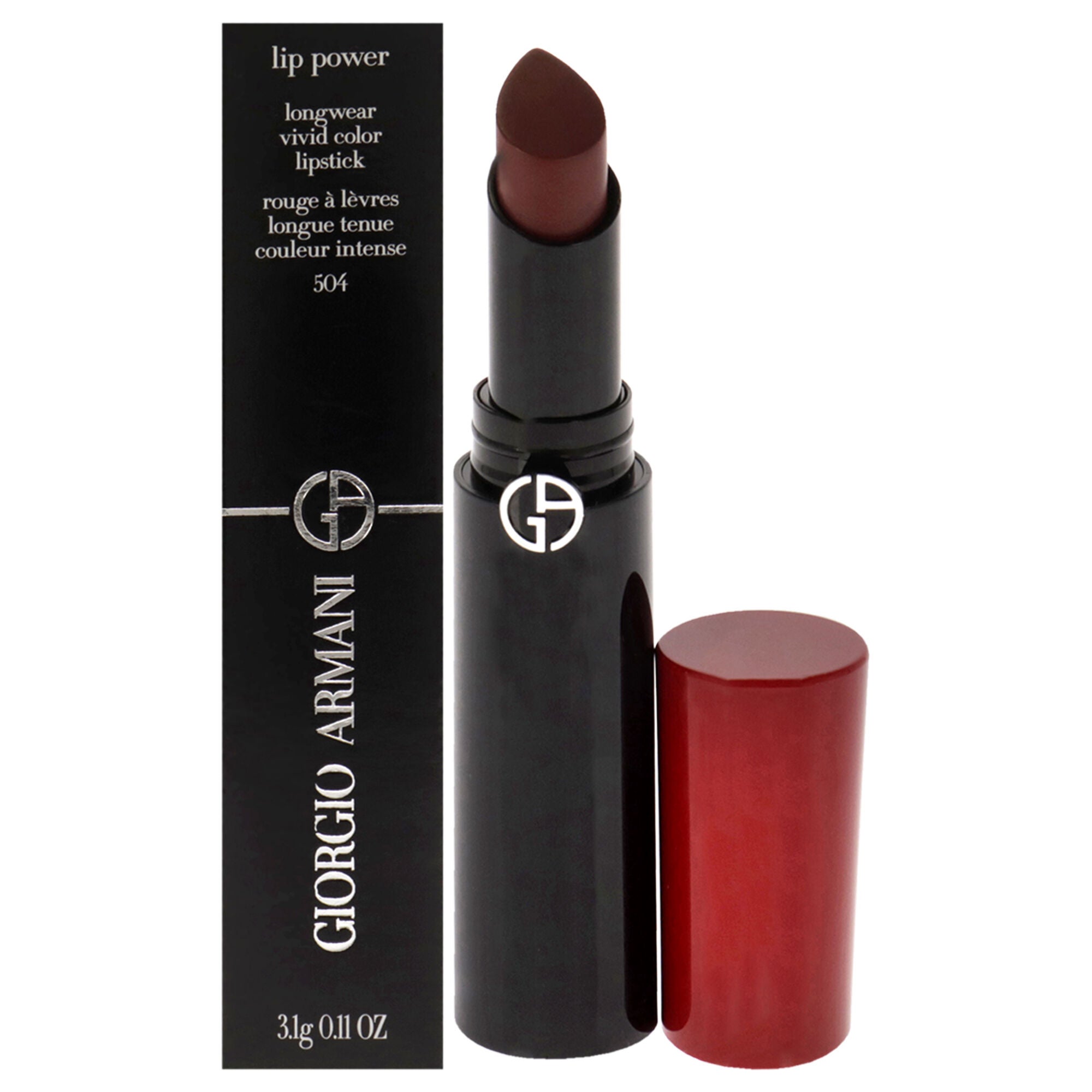 Lip Power Longwear Vivid Color Lipstick - 504 Flirt by Giorgio Armani for Women - 0.11 oz Lipstick, See Description, hi-res image number 0