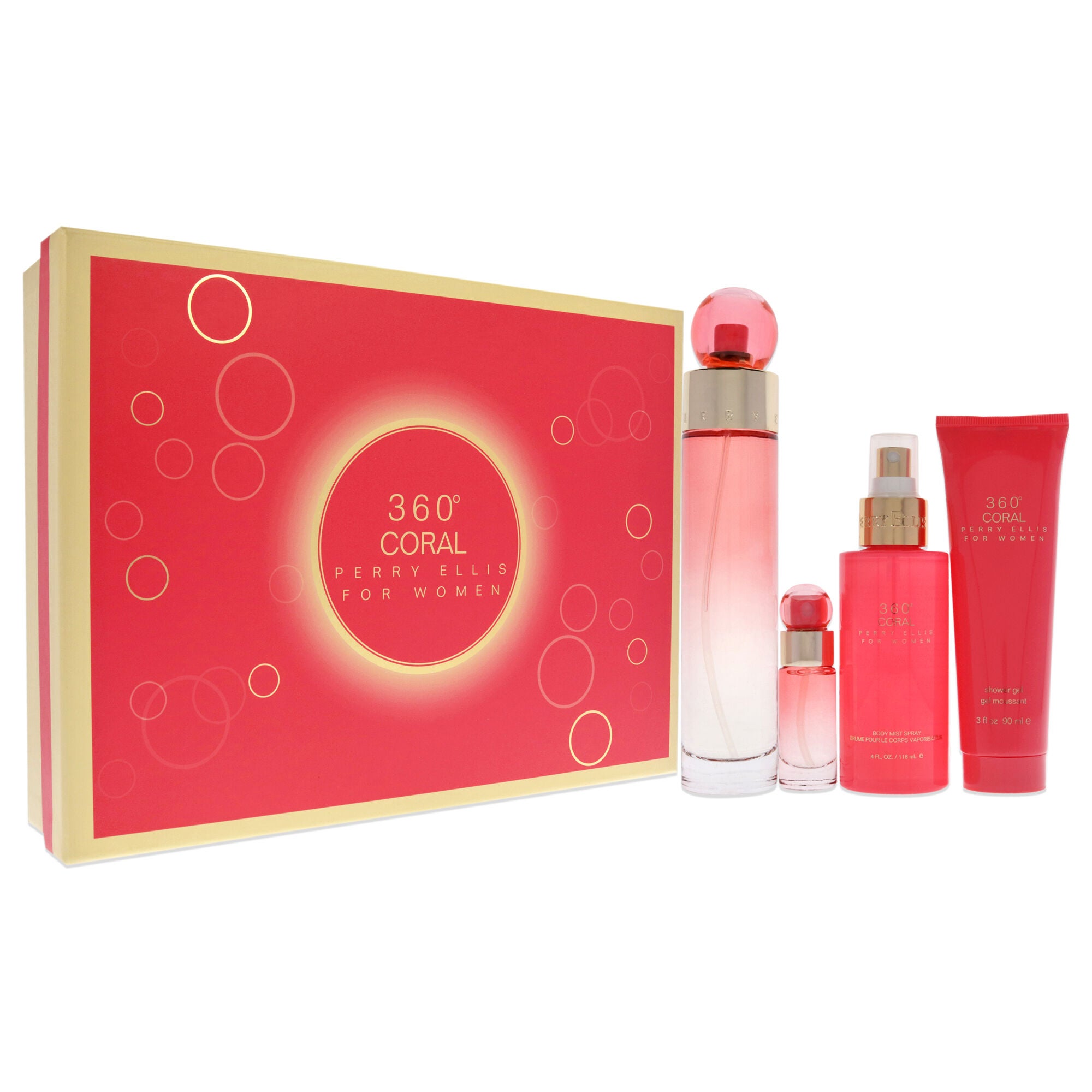 360 Coral by Perry Ellis for Women - 4 Pc Gift Set 3.4oz EDP Spray, 4oz Body Mist, 3oz Shower Gel, 0.25oz EDP Spray, See Description, alternate image number 2