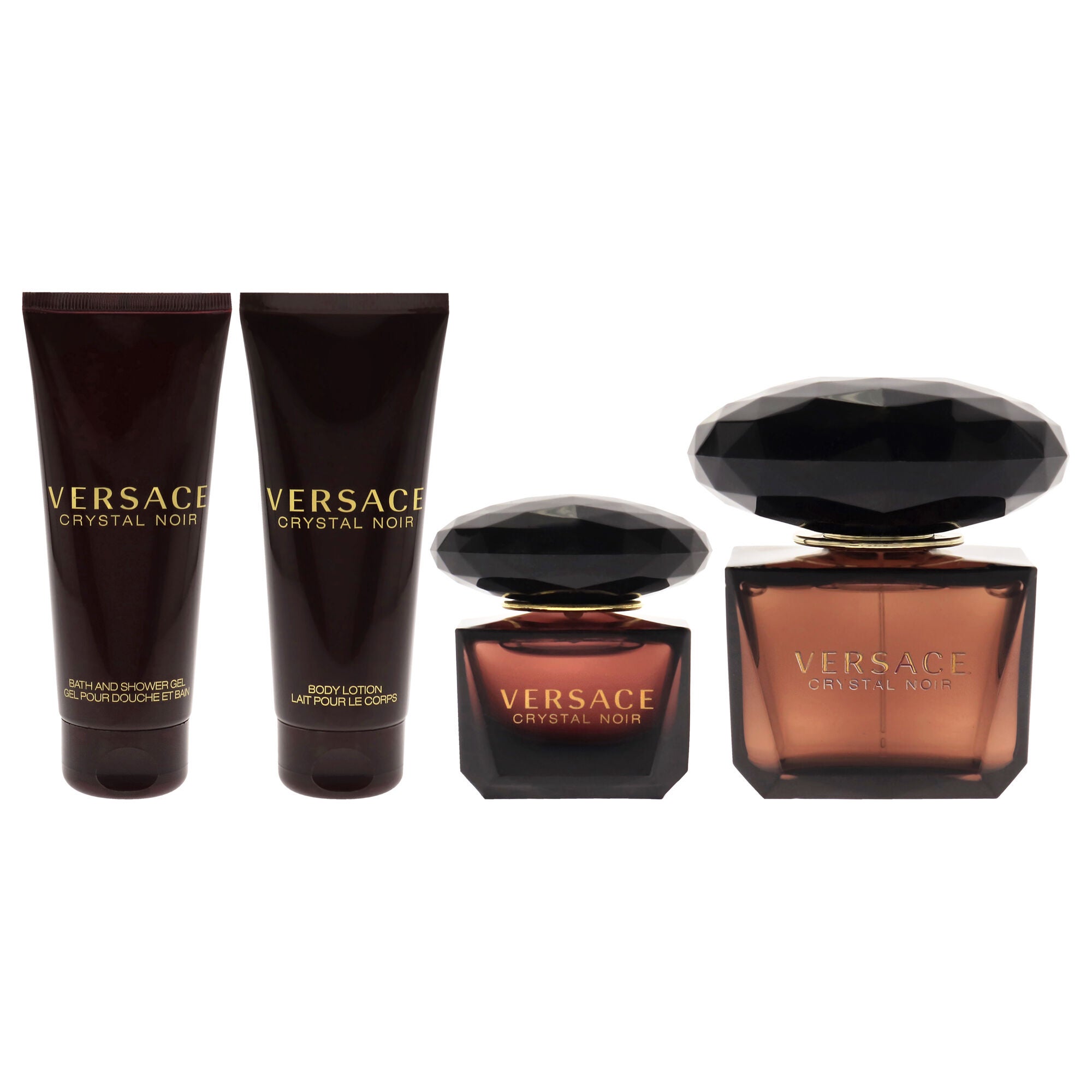 Versace Crystal Noir by Versace for Women - 4 Pc Gift Set 3oz EDT Spray, 3.4oz Bath and Shower Gel, 3.4oz Body Lotion, 5ml EDT Splash Mini, See Description, alternate image number 1