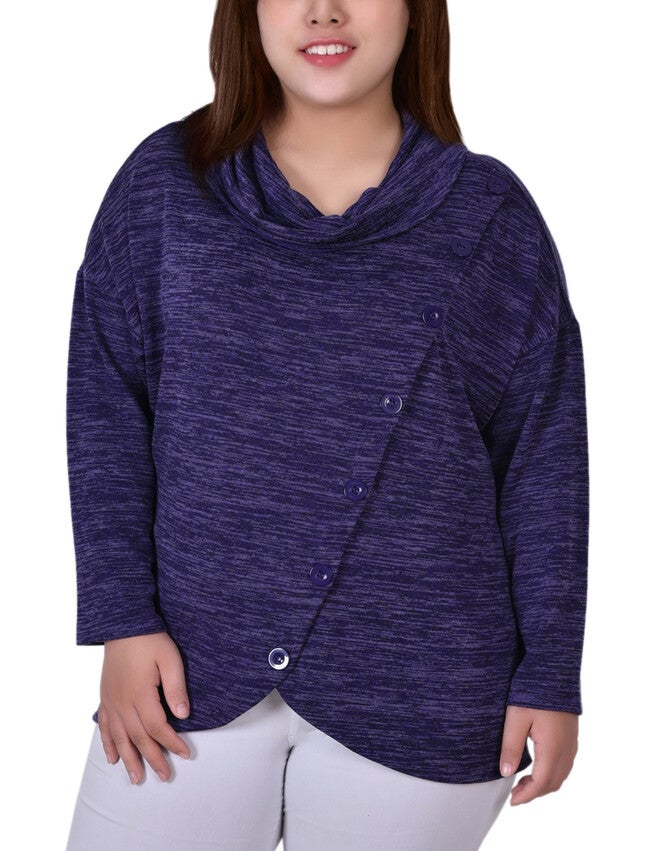 Long Sleeve Grommet Top, Eggplant, hi-res image number 0