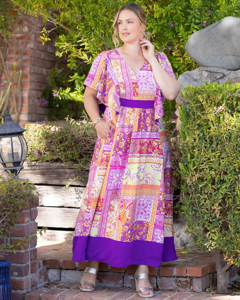 Mediterranean Breeze Maxi Dress, Mixed Mosaic Print, hi-res image number 0