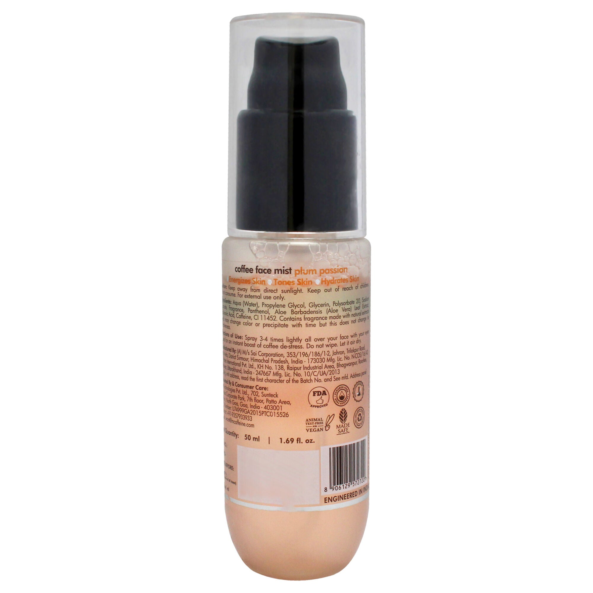 Coffee Face Mist - Plum Passion by mCaffeine for Unisex - 1.69 oz Mist, See Description, alternate image number 1