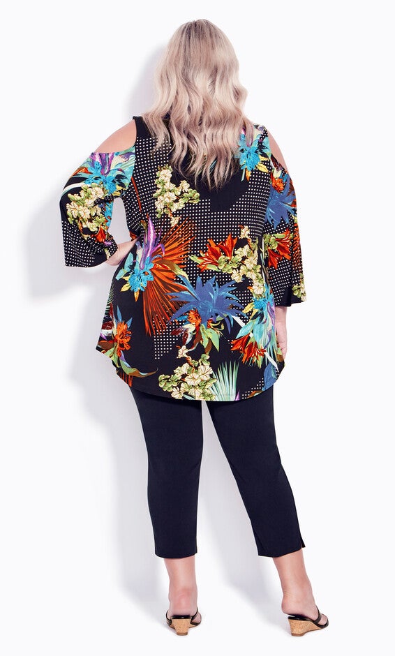Cold Shoulder 3 Bar Border Top - black, , alternate image number 3
