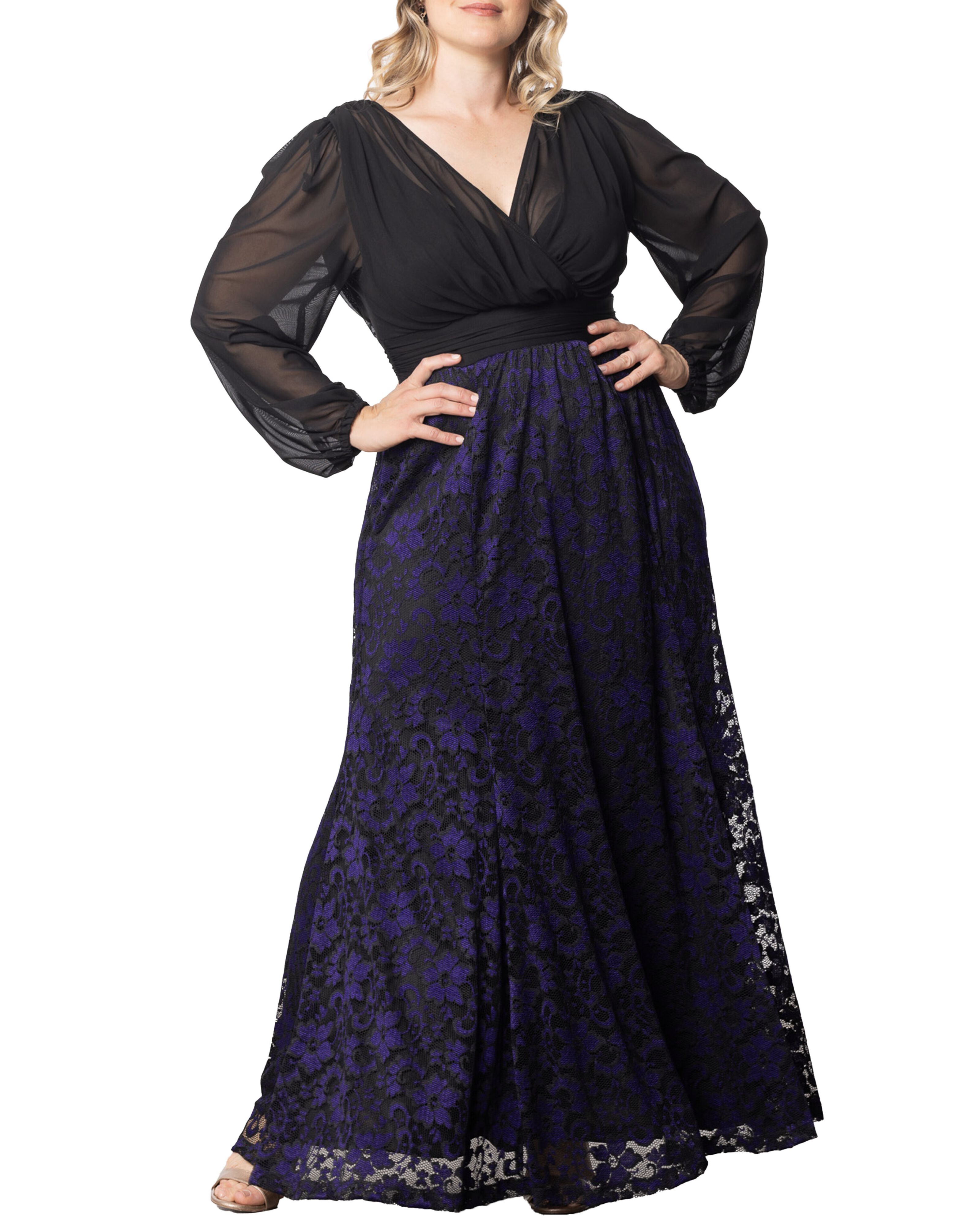 Mon Tresor Lace Evening Gown, VIOLET NOIR / Purple, alternate image number 3