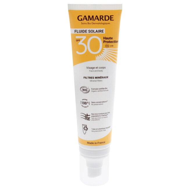 Face and Body Sun Fluid SPF 30 by Gamarde for Women - 3.38 oz Sunscreen, See Description, hi-res image number 0