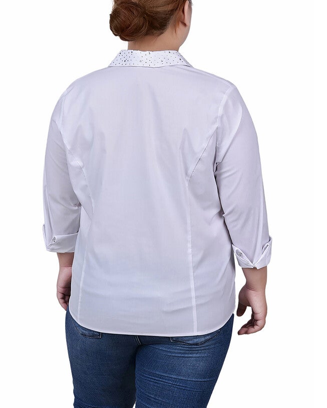 Long Sleeve Button Front Blouse, , alternate image number null