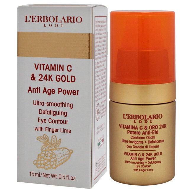 Vitamin C and 24K Gold Ultra Smoothing Defatiguing Eye Contour by LErbolario for Women - 0.5 oz Treatment, See Description, alternate image number 2