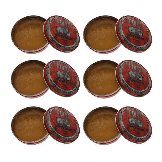 Red Water Soluble High Sheen Pomade by Reuzel for Men - 12 oz Pomade - Pack of 6, See Description, hi-res image number 0