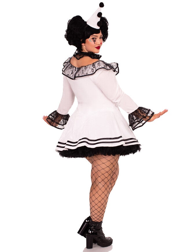 Classic Pierrot Clown Costume, White, alternate image number 3