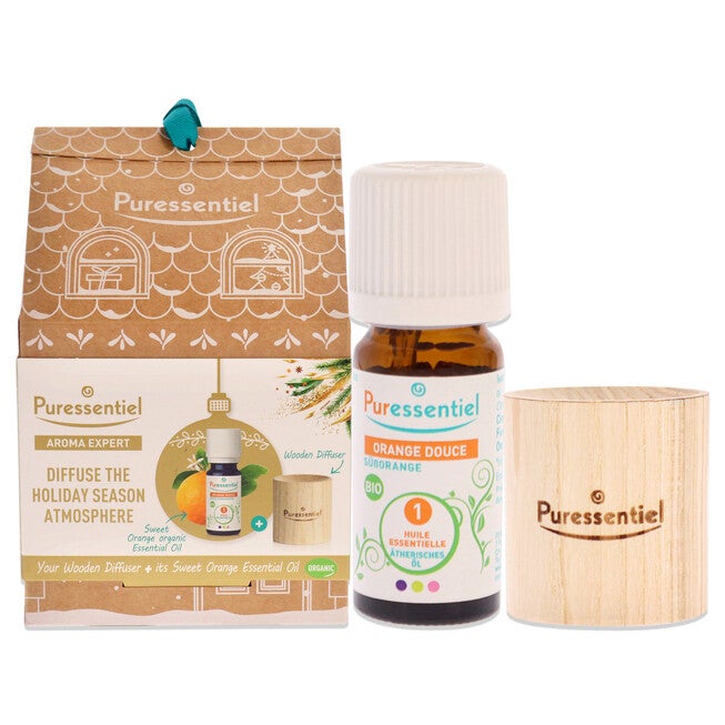 My Wooden Diffuser Kit by Puressentiel for Unisex - 2 Pc 0.3oz Organic Essential Oil - Sweet Orange, 1 Pc Wooden Diffuser, See Description, hi-res image number 0