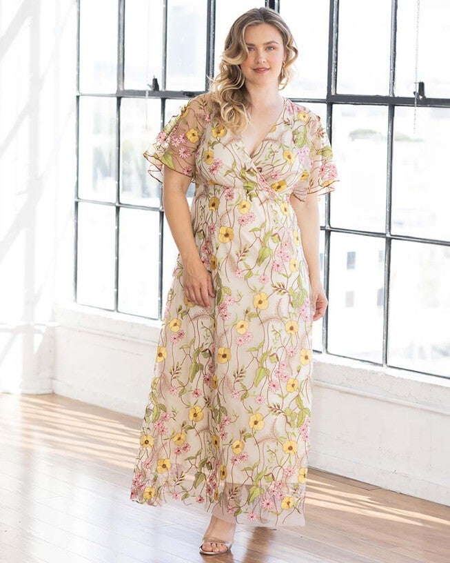 Embroidered Elegance Evening Gown, Sunkissed Garden, hi-res image number null