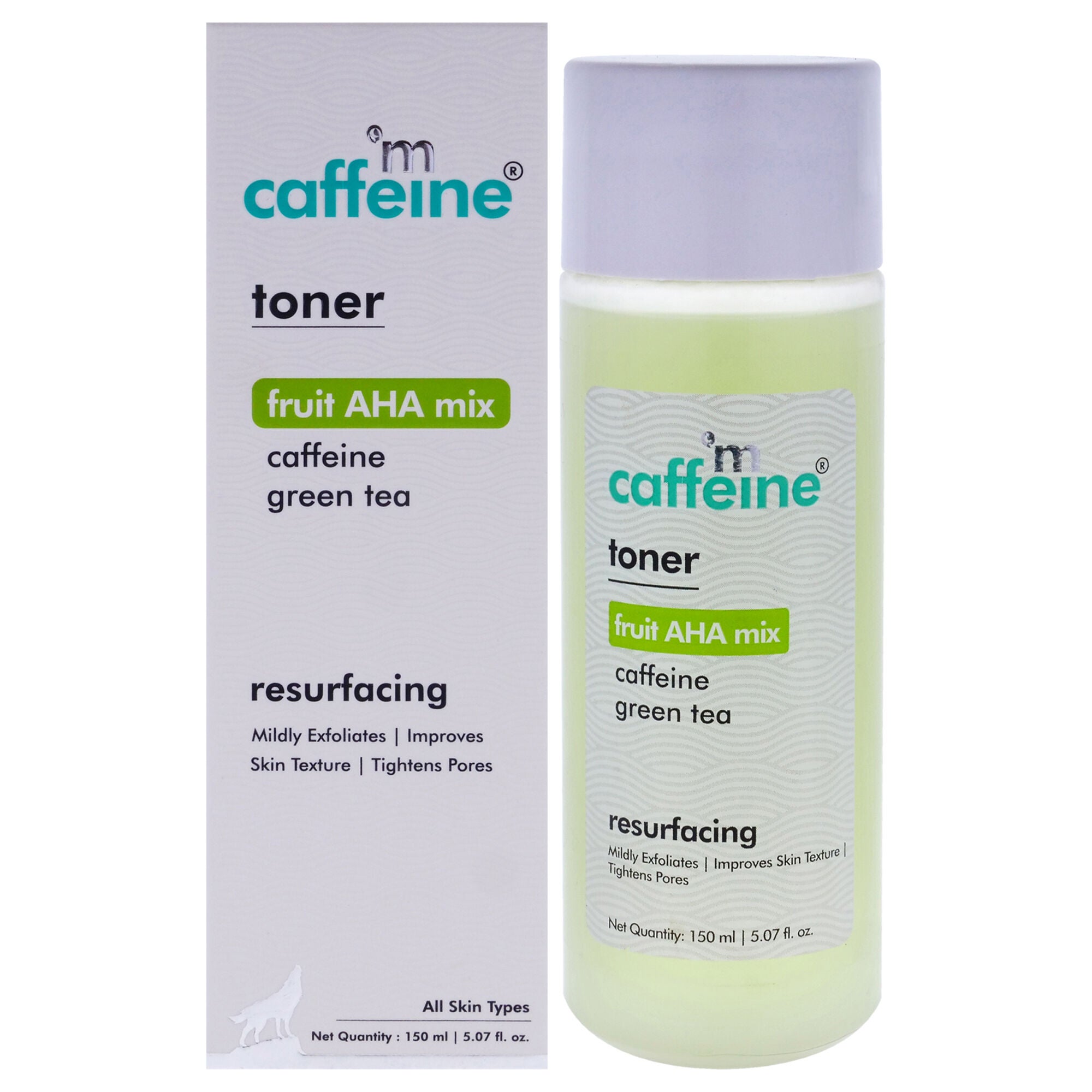 Fruit AHA Mix and Caffeine Green Tea Resurfacing Toner - All Skin Types by mCaffeine for Unisex - 5.07 oz Toner, See Description, hi-res image number 0