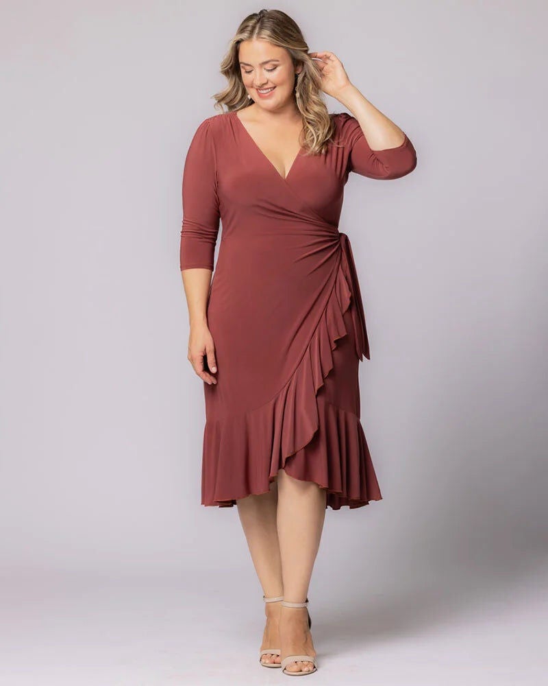 Whimsy Wrap Dress, Marsala, hi-res image number 0