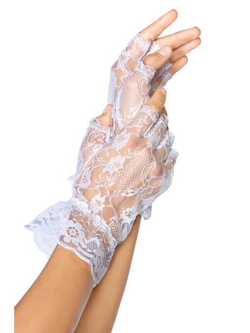 Fingerless Lace Gloves, White, hi-res image number null