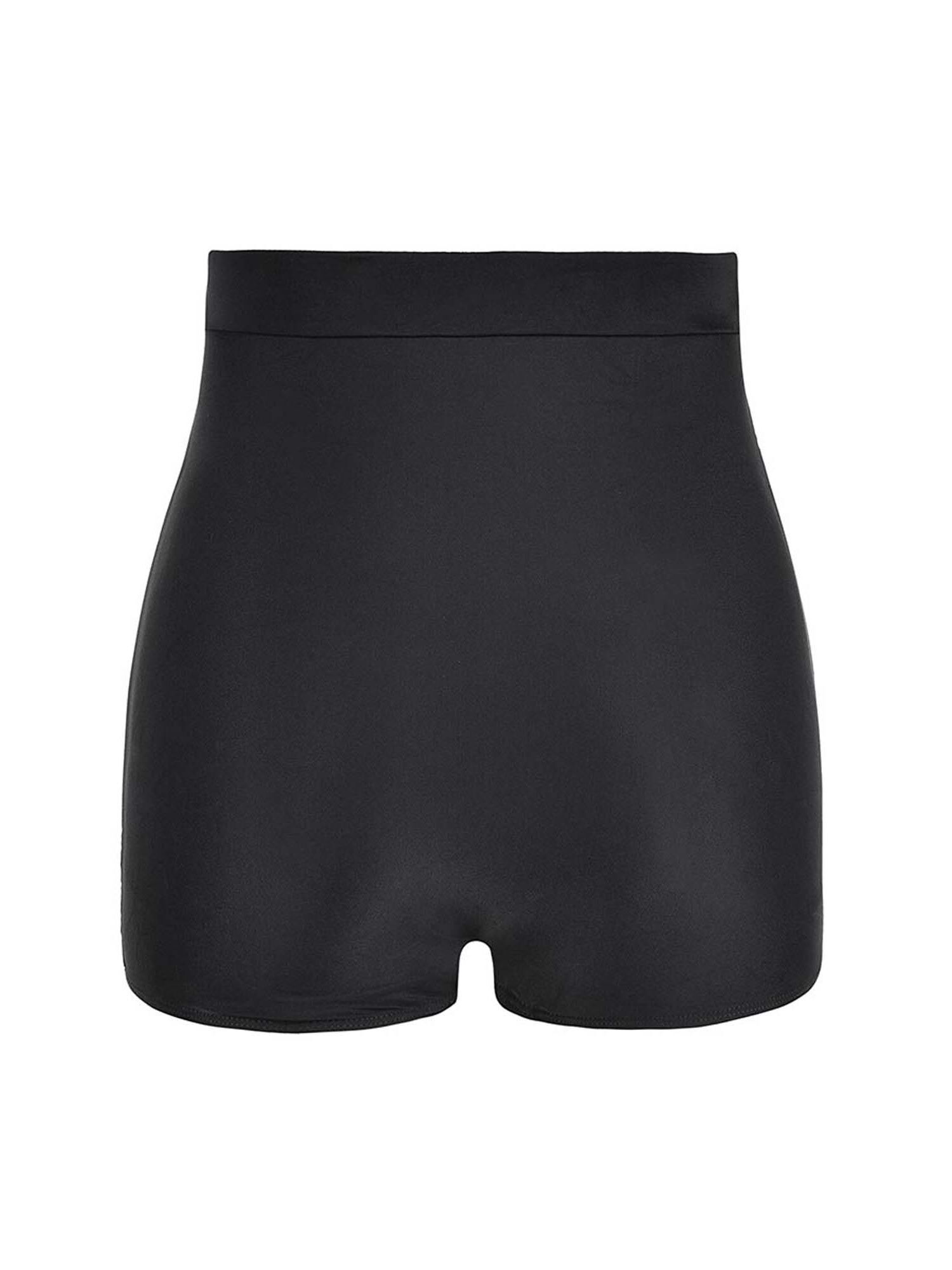 High Waist Swim Shorts, Black / black, alternate image number 1