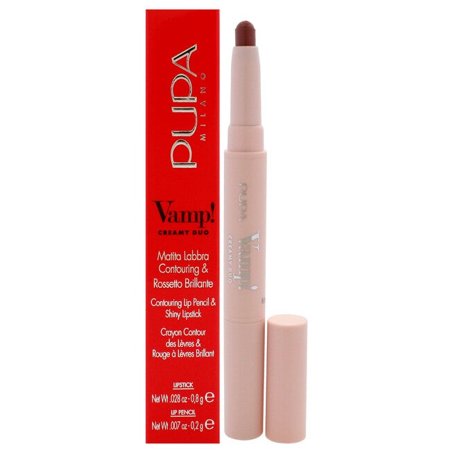 Vamp! Creamy Duo Contouring Lip Pencil and Shiny Lipstick - 005 Deep Nude by Pupa Milano for Women - 0.035 oz Makeup, See Description, hi-res image number 0