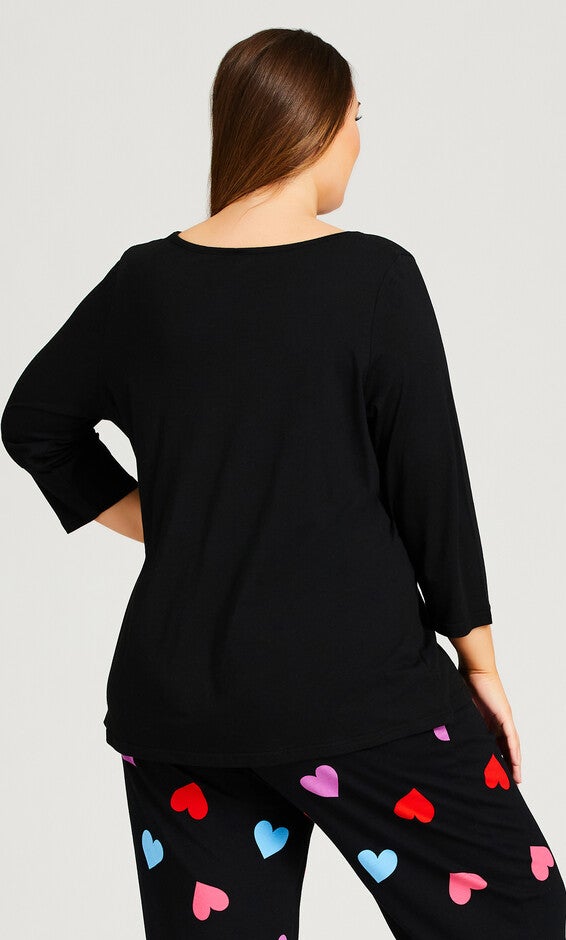 Heart Print Top - black, , alternate image number 2