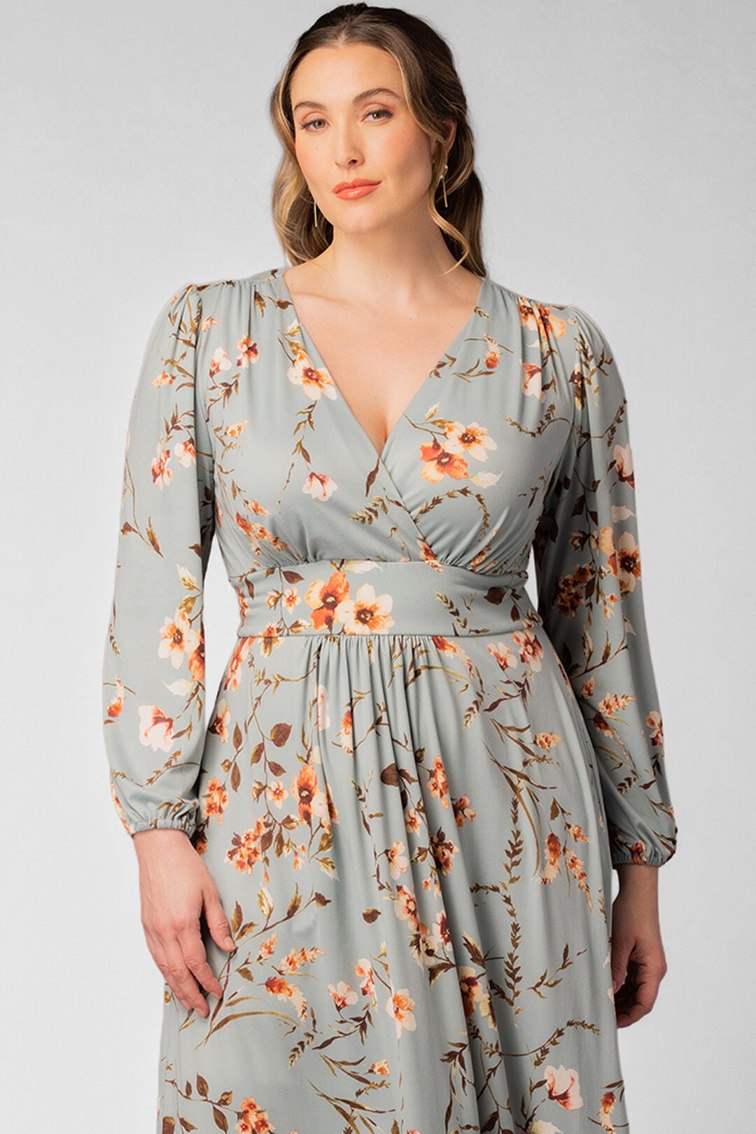 Kelsey Long Sleeve Maxi Dress, Spring Meadow / Sage Green, alternate image number 4
