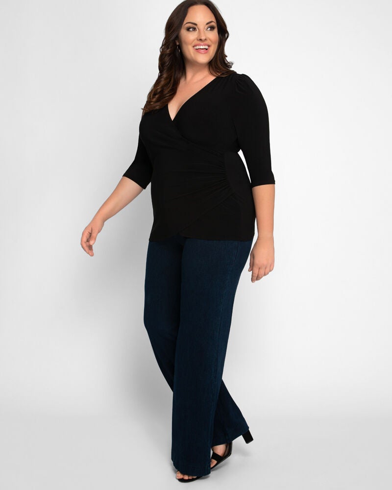 Femme Fatale Faux Wrap Top, Black Noir, alternate image number 1