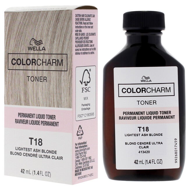 Color Charm Permanent Toner - T18 Lightest Ash Blonde by Wella for Unisex - 1.4 oz Toner, NA, alternate image number null