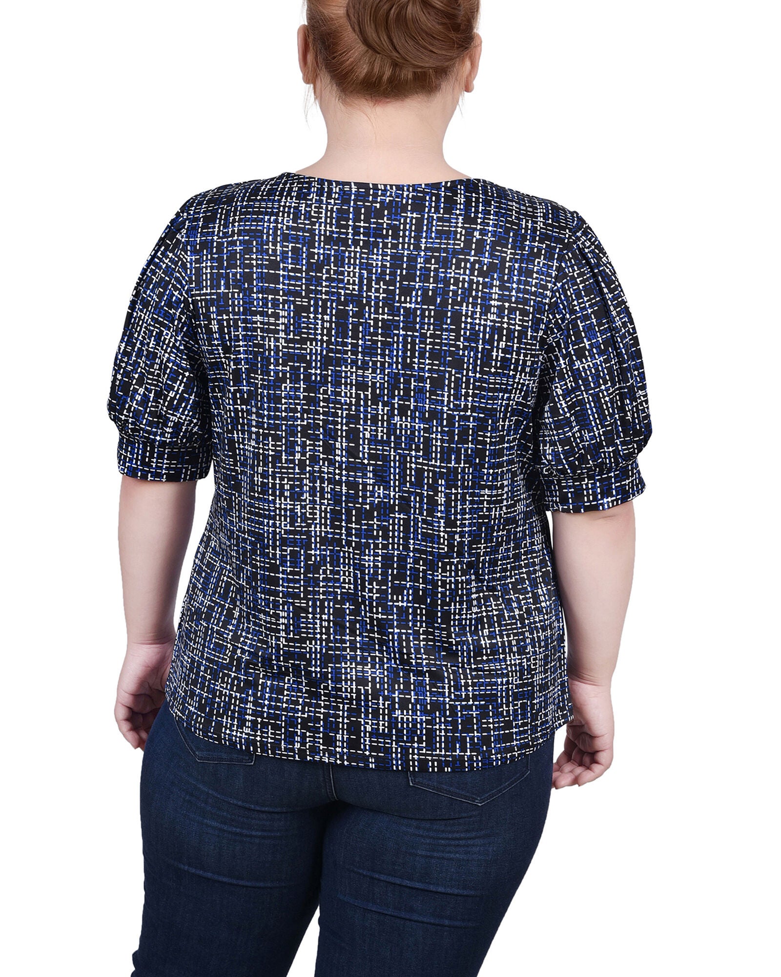 Short Sleeve Balloon Sleeve Top, , alternate image number 3