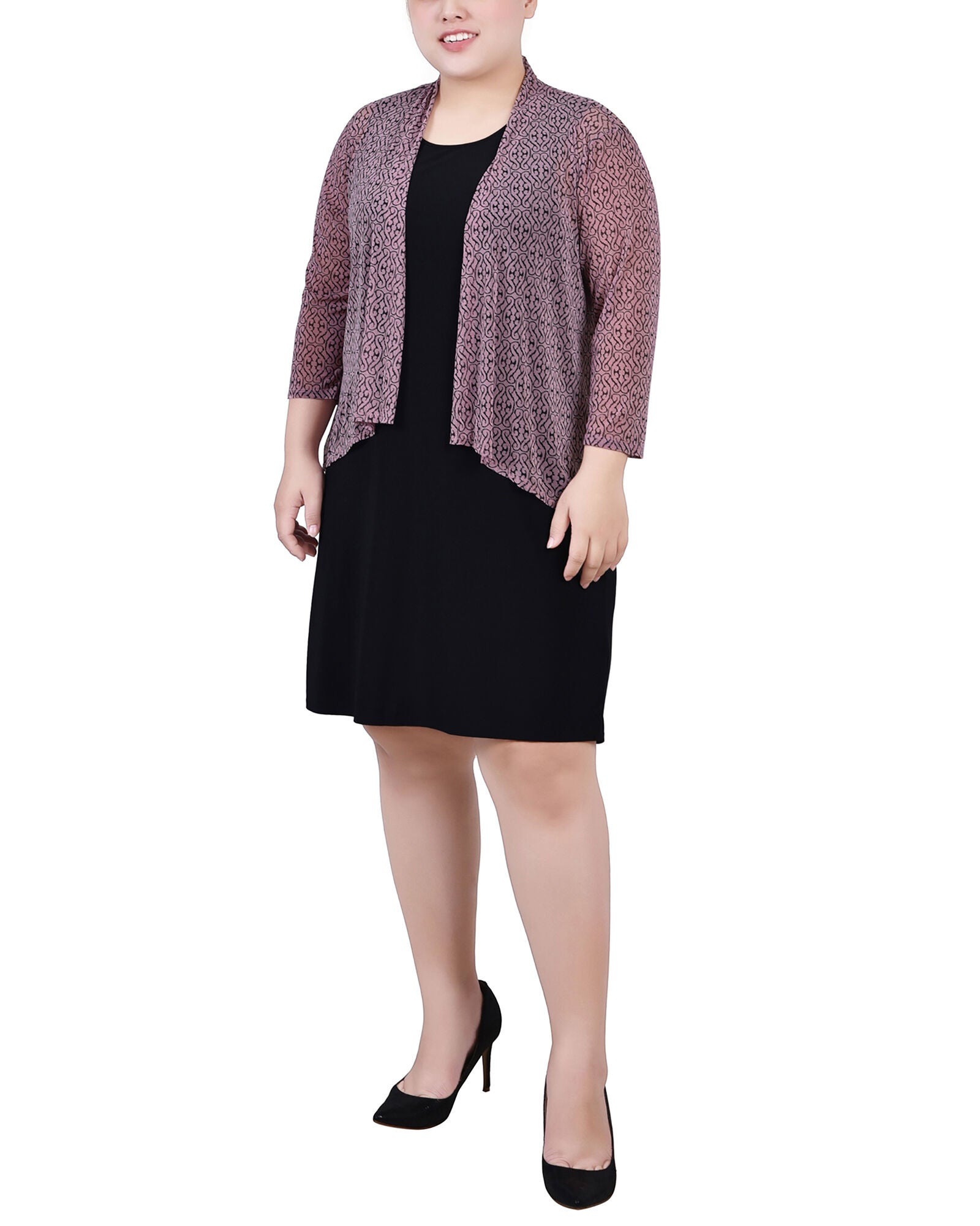 Cardigan And Dress Set, LilasBlackSwirlBlack, hi-res image number 0