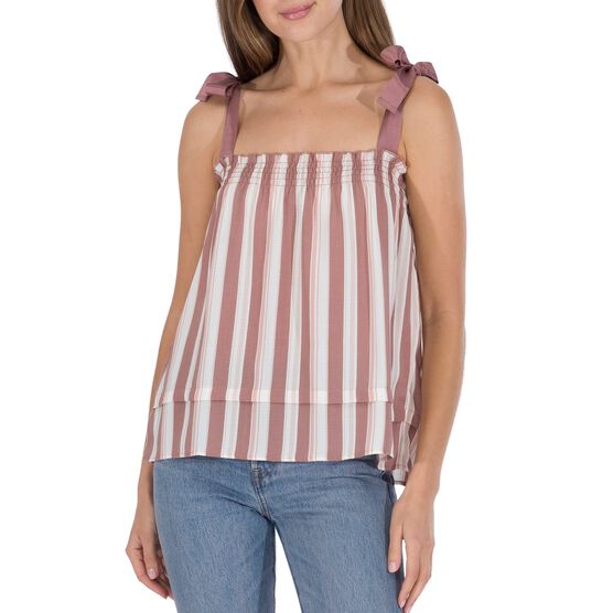 Woven Tank With Grosgrain Strap, Mauve Stripe, hi-res image number null