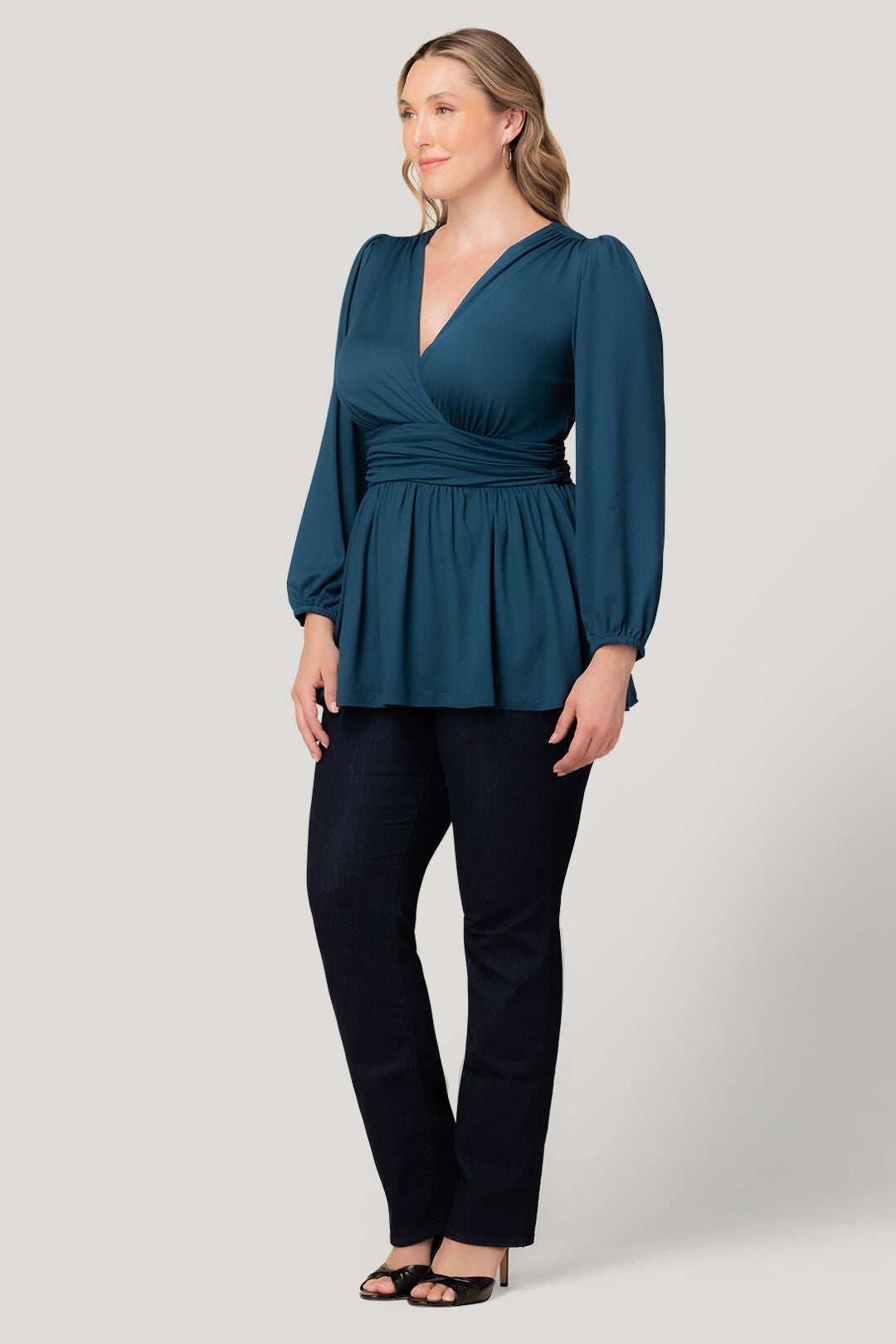 Leah Long Sleeve Tunic Top, Deep Teal / Teal, alternate image number 1