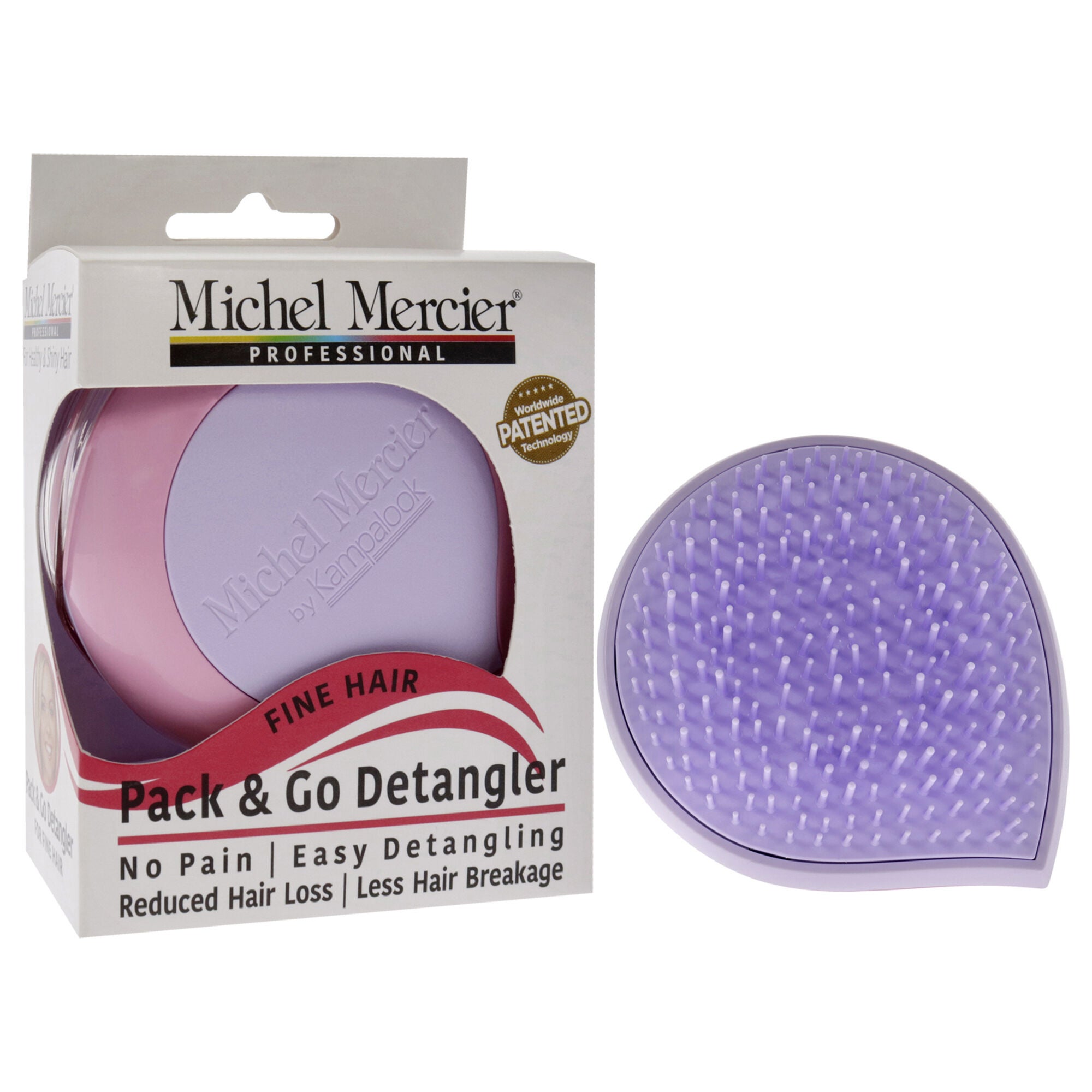 Pack and Go Detangler Fine Hair - Purple-Pink by Michel Mercier for Unisex - 1 Pc Hair Brush, , alternate image number 6