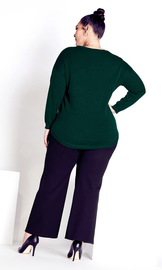 Tully Curved Hem Sweater - green moss, , alternate image number 3