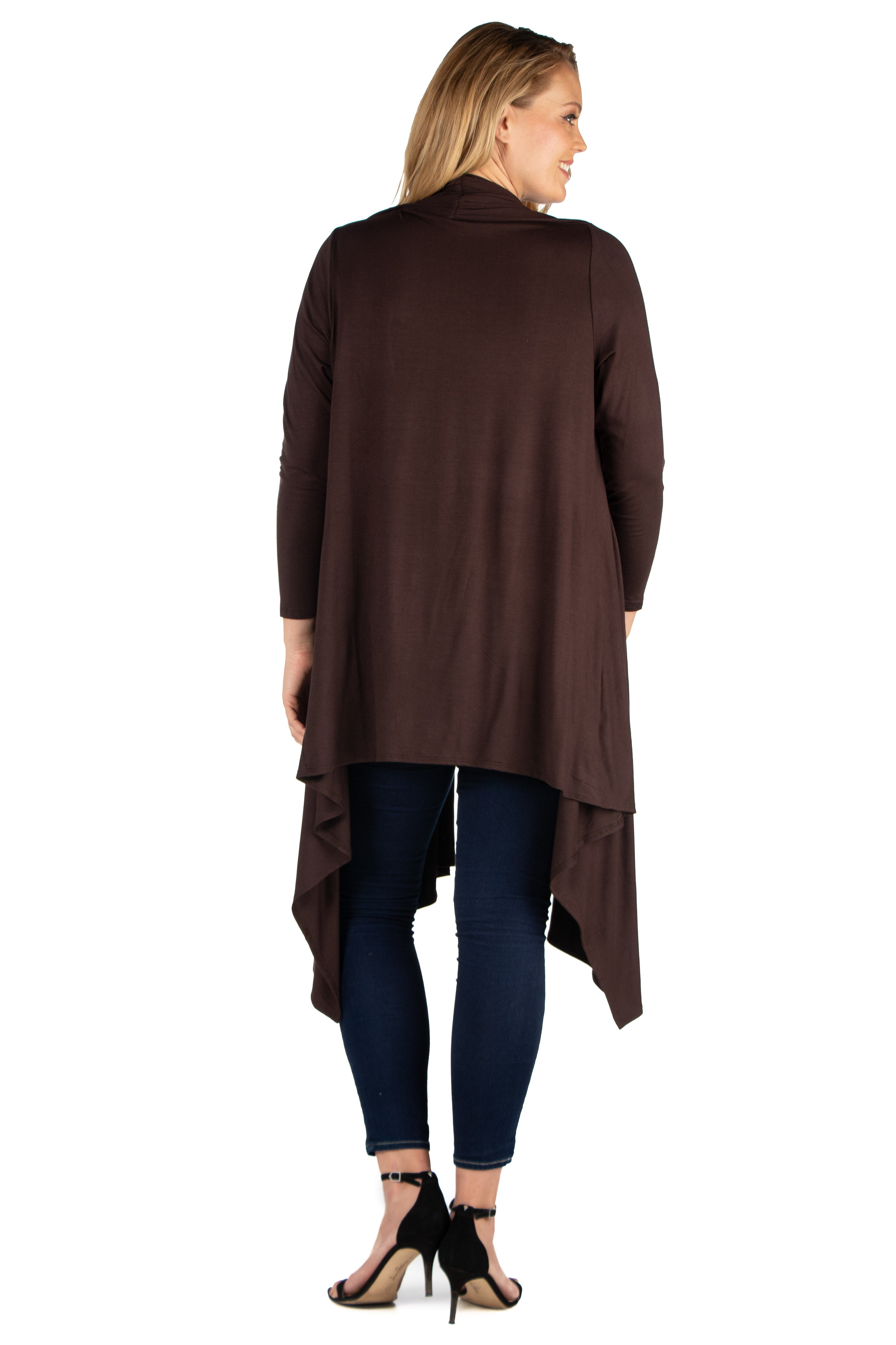 Extra Long Open Front Plus Size Cardigan, , alternate image number 1