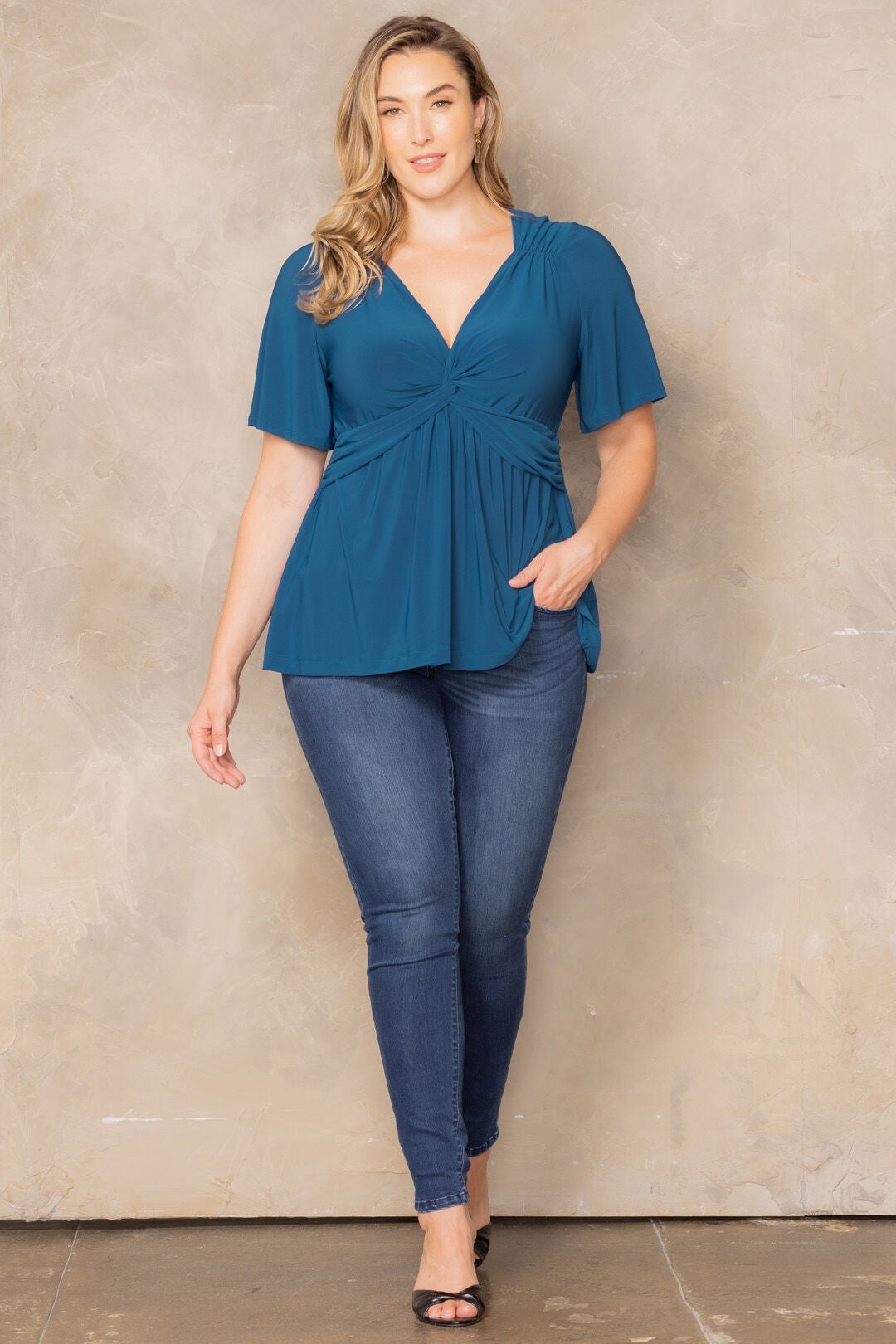 Abby Twist Front Top, Aegean Blue / Teal, alternate image number 4
