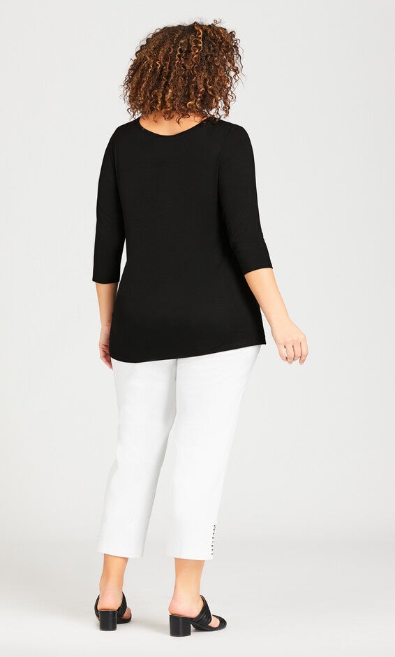 Pleated Floral 3/4 Sleeve Top - blue floral, , alternate image number 3
