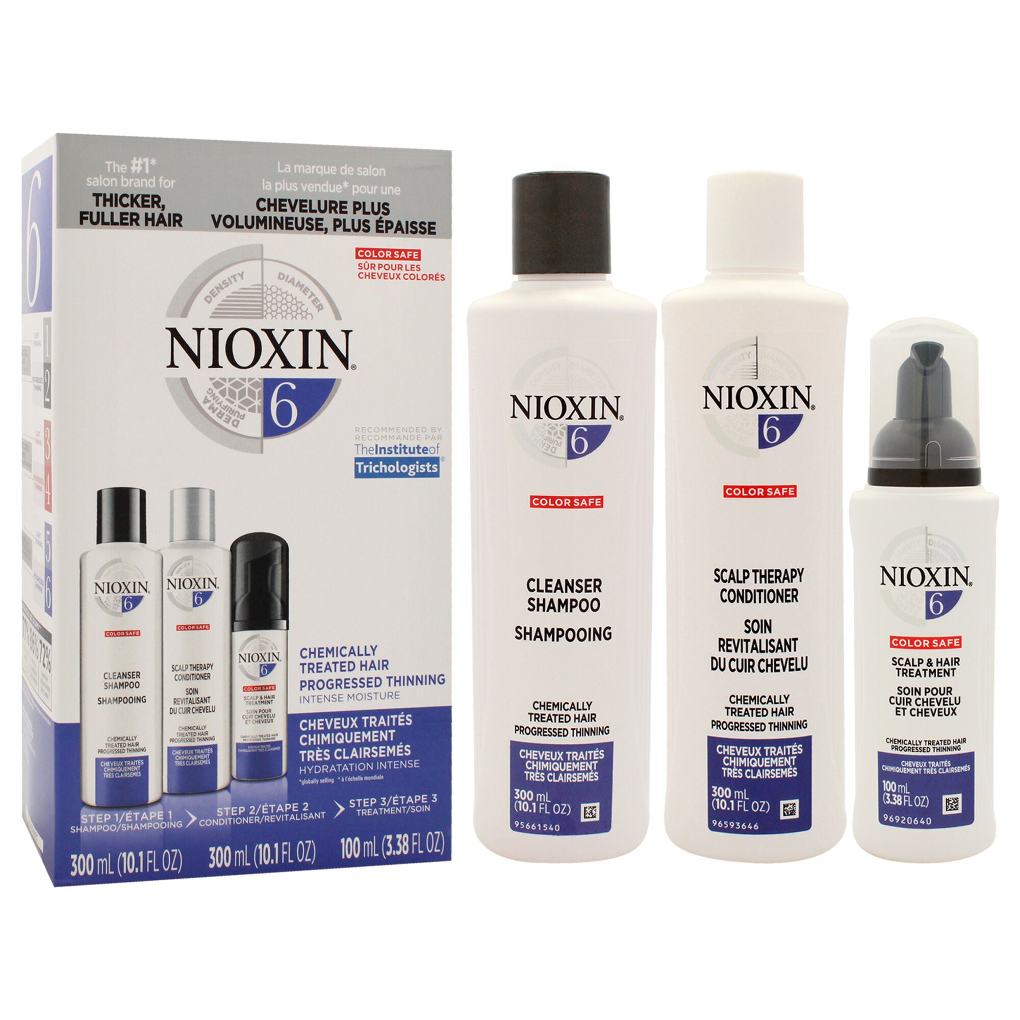 System 6 Kit by Nioxin for Unisex - 3 Pc 1 0.1oz Shampoo, 10.1oz Conditioner, 3.38oz Treatment, See Description, alternate image number 2