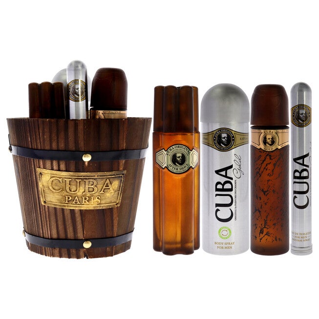 Cuba Gold by Cuba for Men - 4 Pc Gift Set 3.3oz EDT Spray, 1.17oz EDT Spray, 6.6oz Deodorant Spray, 3.3oz After Shave, Buckett, NA, hi-res image number null