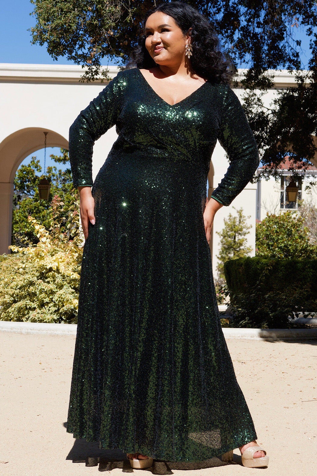 UPTOWN EVENING DRESS, Hunter / Hunter Green, hi-res image number 0