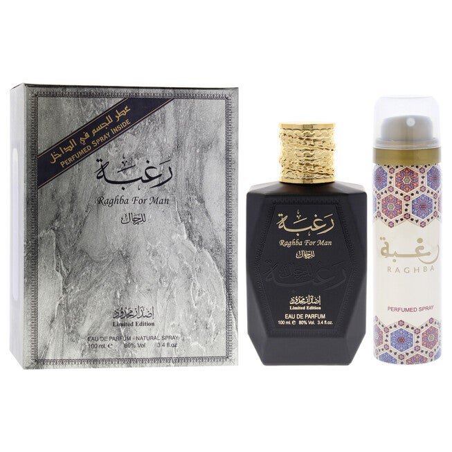 Raghba by Lattafa for Men - 2 Pc Gift Set 3.4oz EDP Spray, 1.7oz Perfumed Spray, See Description, alternate image number 2