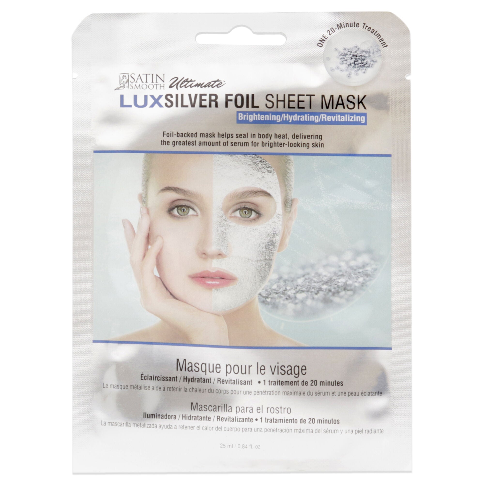 Ultimate LuxSilver Foil Sheet Mask by Satin Smooth for Women - 1 Pc Mask, See Description, hi-res image number 0