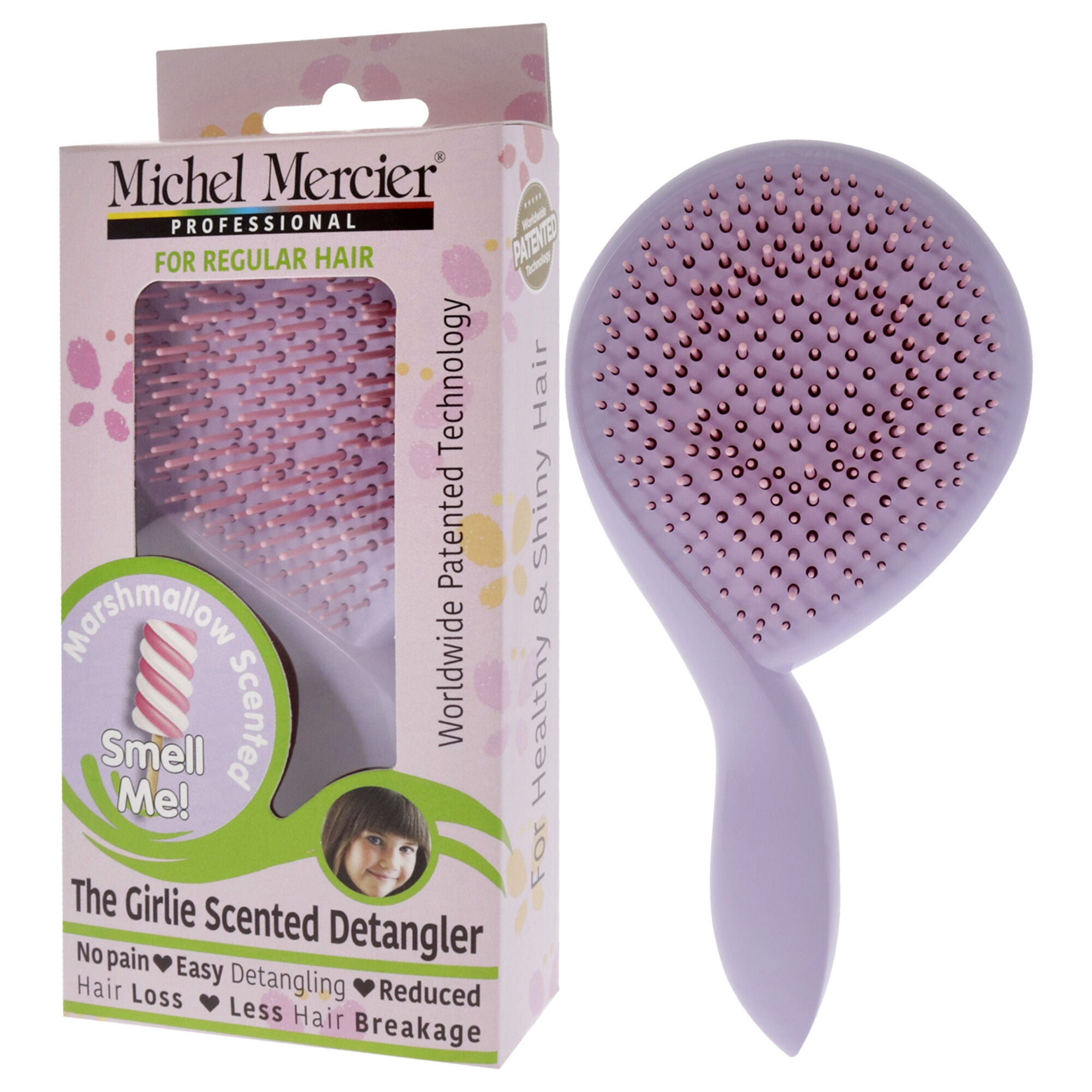 The Girlie Scented Detangler Brush Marshmallow Normal Hair - Purple by Michel Mercier for Women - 1 Pc Hair Brush, , alternate image number 7