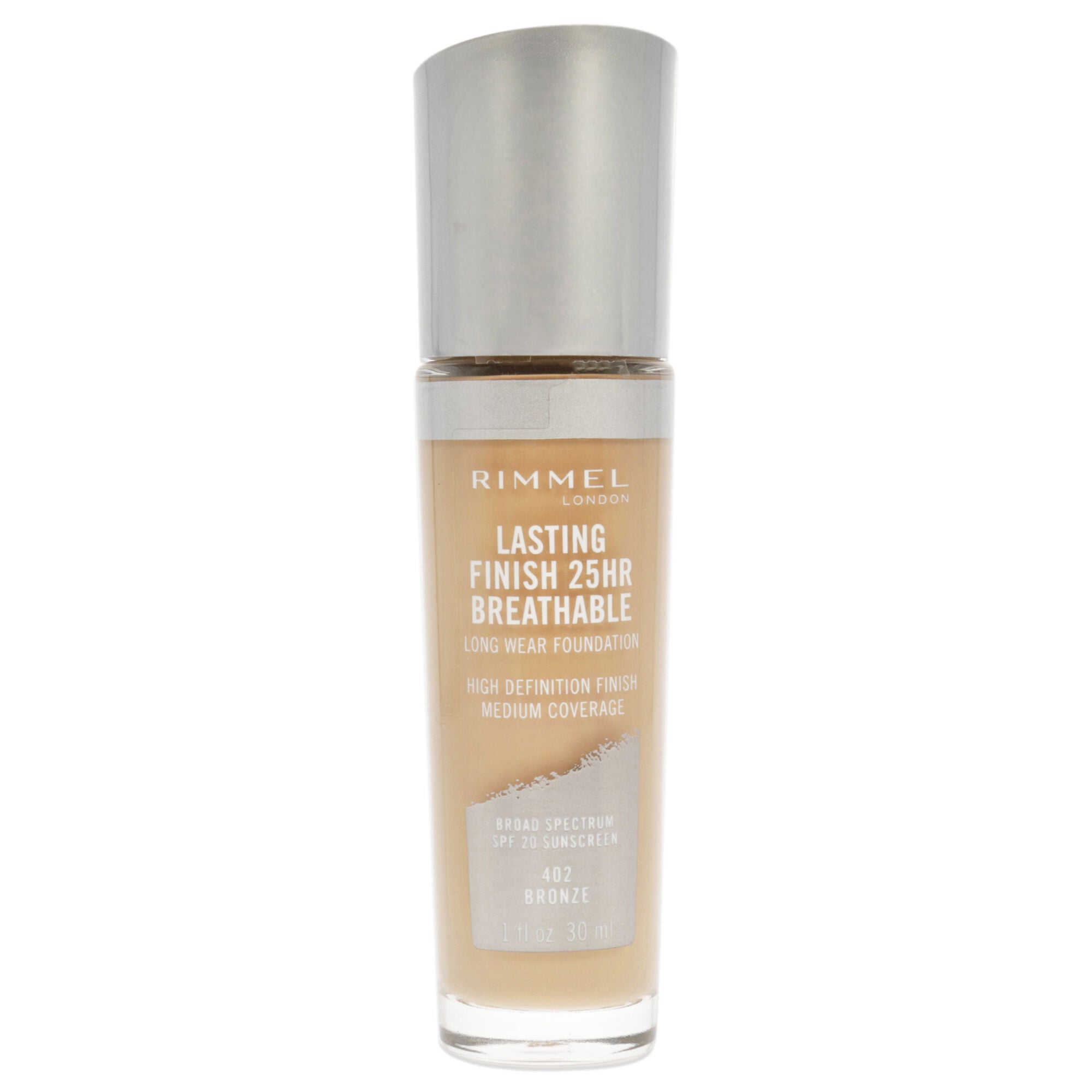 Lasting Finish 25Hr Breathable Long Wear Foundation SPF 20 - 402 Bronze by Rimmel London for Women - 1 oz Foundation, See Description, hi-res image number 0