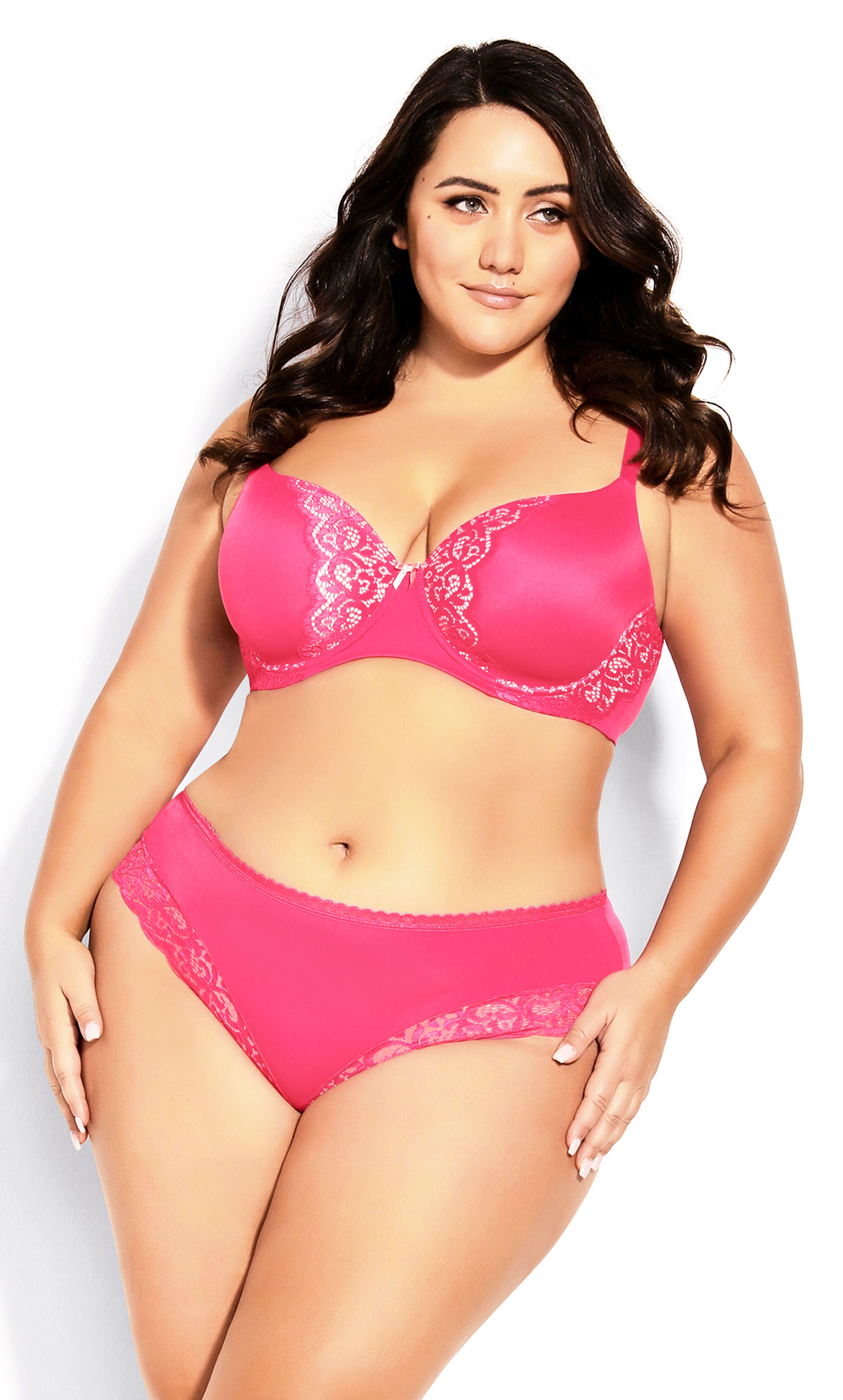 Smooth & Chic Lace Cheeky Brief - hot pink, Pink, hi-res image number 0