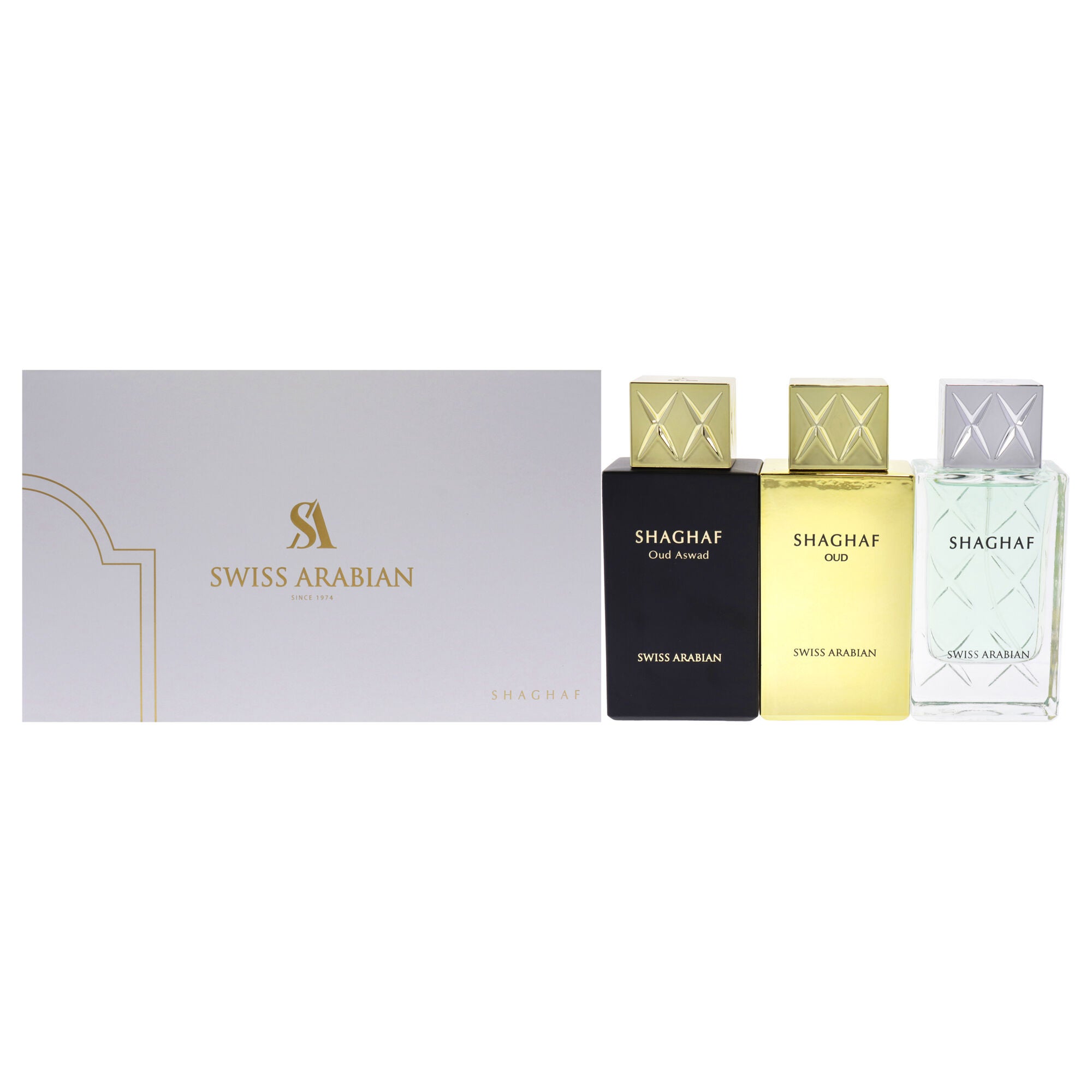 Shaghaf by Swiss Arabian for Unisex - 3 Pc Gift Set 2.5oz Oud Aswad EDP Spray, 2.5oz Oud EDP Spray, 2.5oz EDP Spray, See Description, hi-res image number 0
