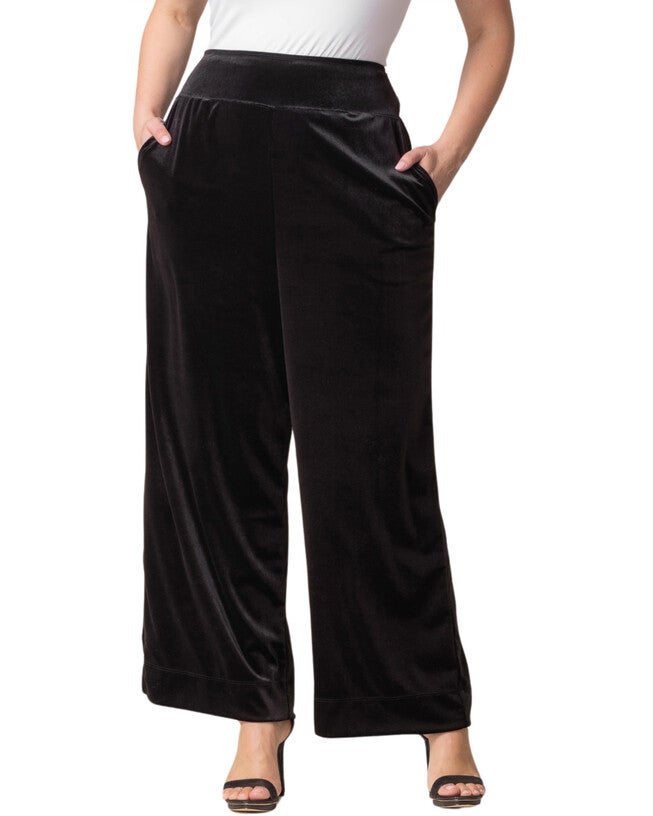 VELVET LUXE WIDE LEG PANTS, ONYX / Black, hi-res image number 0