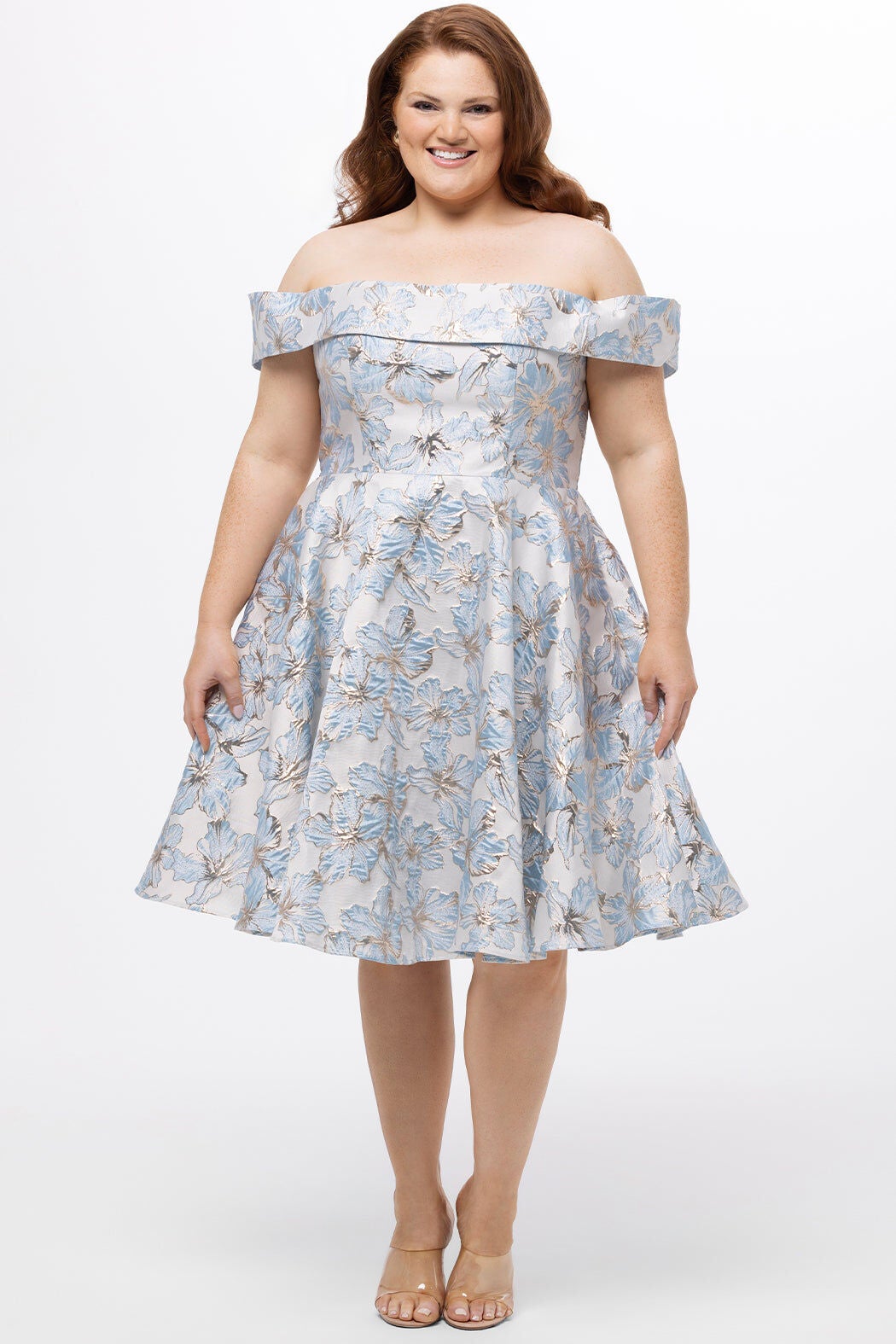 READY TO BLOOM PARTY DRESS, Light Blue Floral / Light Blue, hi-res image number 0
