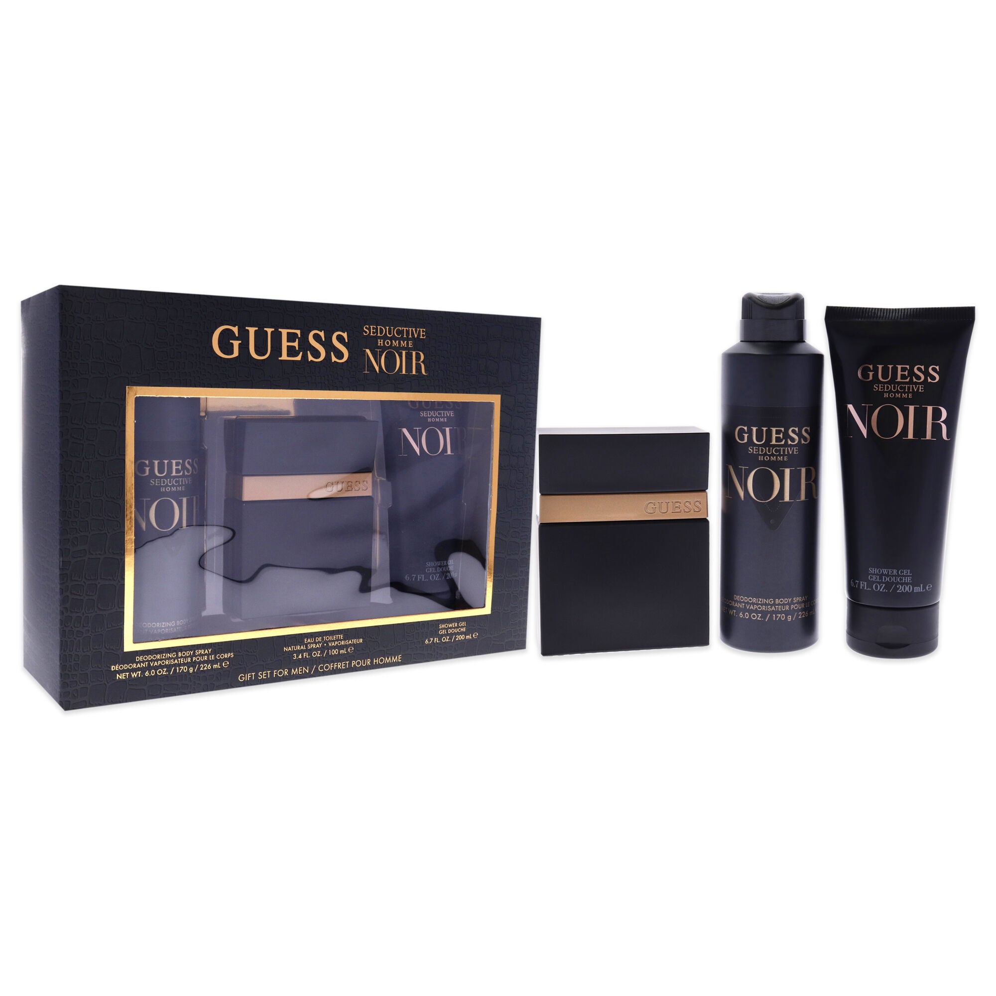 Guess Seductive Home Noir by Guess for Men - 3 Pc Gift Set 3.4oz EDT Spray, 6oz Deodorizing Body Spray, 6.7oz Shower Gel, See Description, alternate image number 1