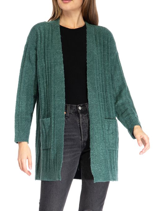 Trace Open Front Cardigan, Dark Green, hi-res image number null