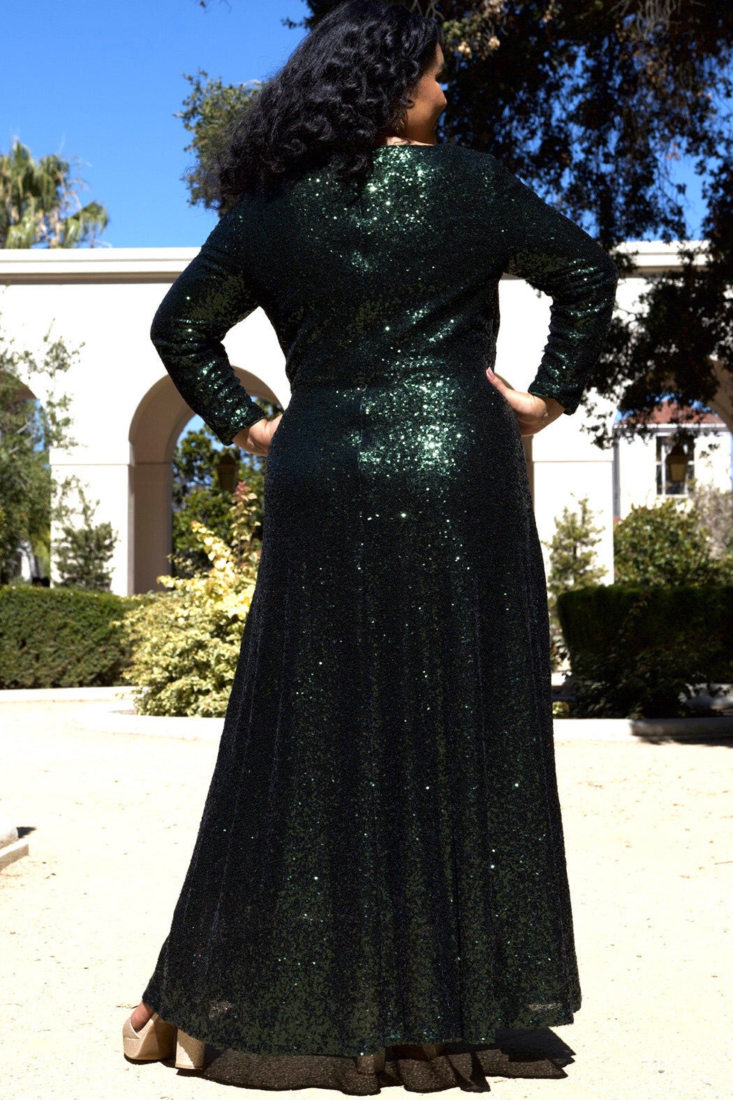UPTOWN EVENING DRESS, Hunter / Hunter Green, alternate image number 4