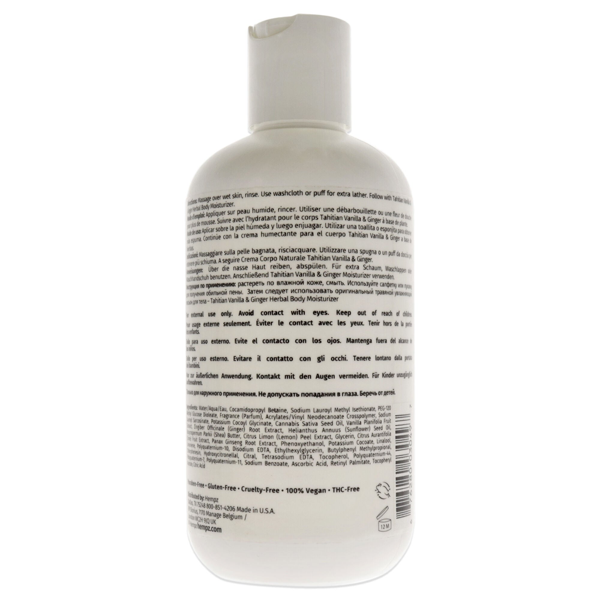 AromaBody Tahitian Vanilla and Ginger Herbal Body Wash by Hempz for Unisex - 8 oz Body Wash, See Description, alternate image number 1